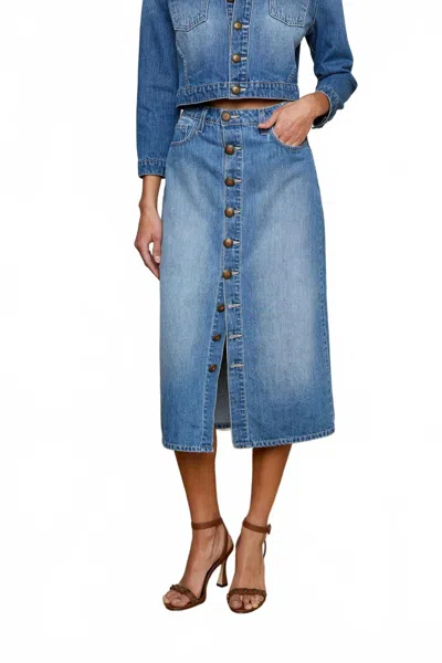 L Agence Kathleen Button-front Denim Midi Skirt In Blue