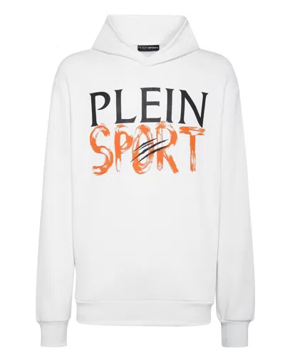 Plein Sport Logo-print Cotton-blend Hoodie In White