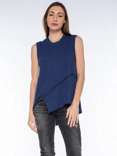 Wilt Clothing Crossover Hem Shirttail Shell In Blue