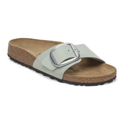 Birkenstock Madrid Big Buckle Nubuck Leather Sandals In Gray