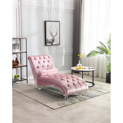 Streamdale Furniture Streamdale Leisure Concubine Sofa With Acrylic Feet In Pink