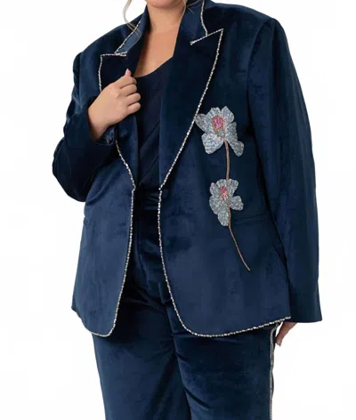 La Fuori Soft Velvet Blazer - Plus In Royal Blue In Blue