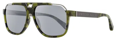 Philipp Plein Cutout Bridge Navigator Sunglasses In Green