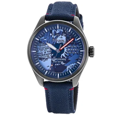 Citizen Eco-drive Marvel Heroes Blue Dial Fabric Strap Men's Watch Aw2037-04w In Blue