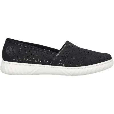 Rieker Women's Edna 55 Synthetic Slip On Shoes In Black In Multi