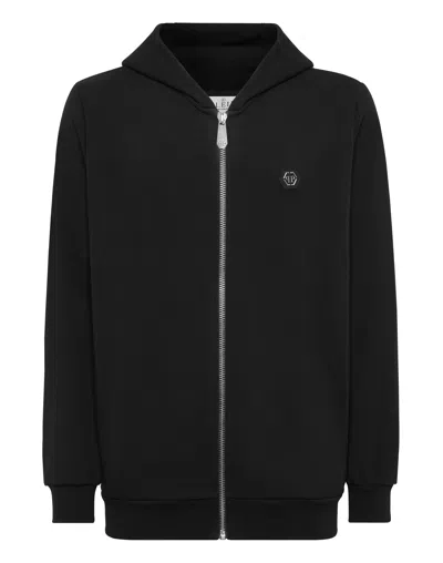 Philipp Plein Hoodie Sweatjacket Ls Strass Skull In Black