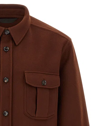 Brioni Men's Wool-cashmere Overshirt In Brown