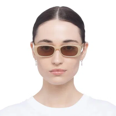Le Specs Unreal Rectangle Sunglasses In Latte In Multi