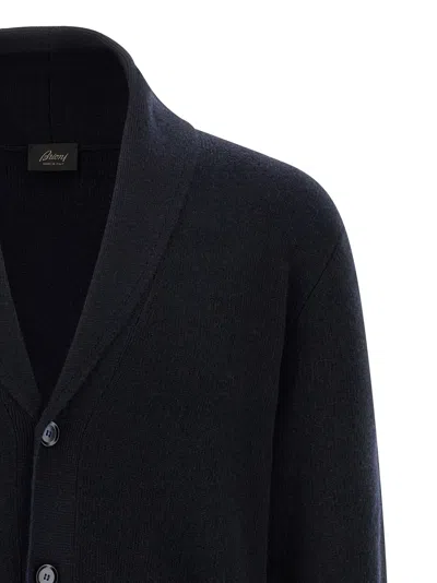 Brioni Cashmere Cardigan Sweaters And Cardigans Blue In Black