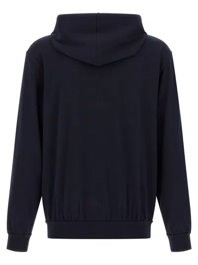 Brioni Casual Cotton Hoodie Featuring Front Pockets In Blue