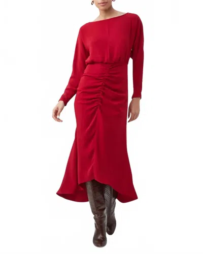 Trina Turk Behati Ruched High-low Midi Dress In Red