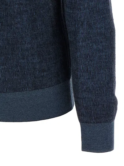 Brioni High Collar Long Sleeve Knit Pullover In Blue