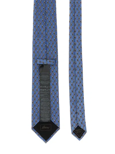 Brioni Light Blue Jacquard Paisley Pattern Tie In Blue
