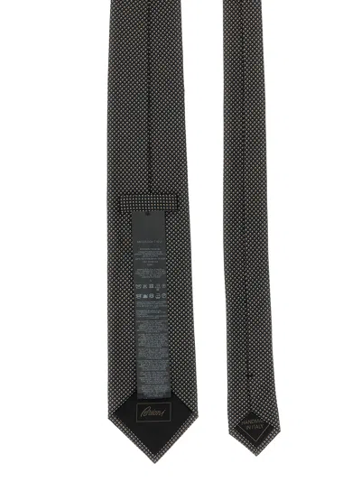 Brioni Jacquard Tie Ties And Papillon Black In Gray