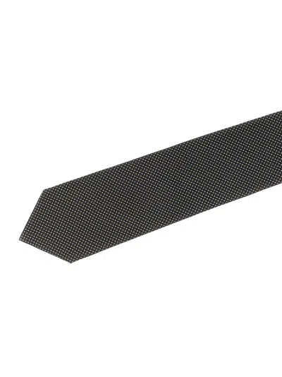 Brioni Jacquard Tie Ties And Papillon Black In Gray