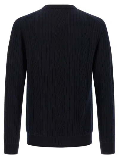 Brioni Ribbed And Braid Sweater Sweaters And Cardigans Blue In Blue