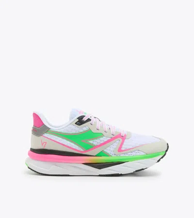 Diadora Women's Atomo V7000 Running Shoe In White Green Fluo Pink In Multi