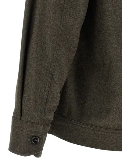 Brioni Wool Overshirt Featuring Chest Pocket In Brown