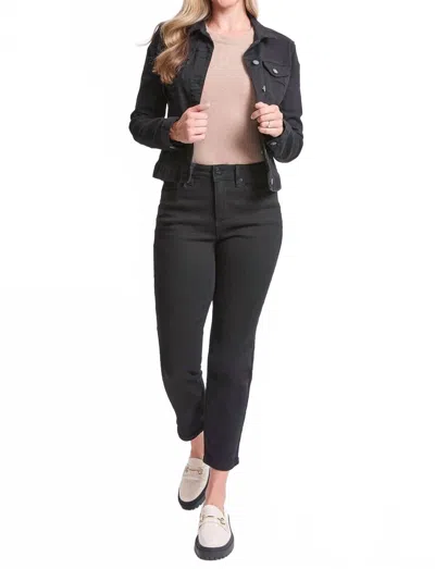 Ymi Missy Vintage High Rise Slim Straight Jeans In Faded Black In Black