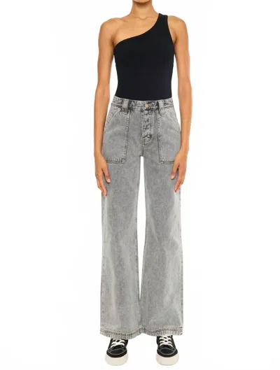 Kancan Ultra High Rise Wide Leg Jean In Light Grey In Black