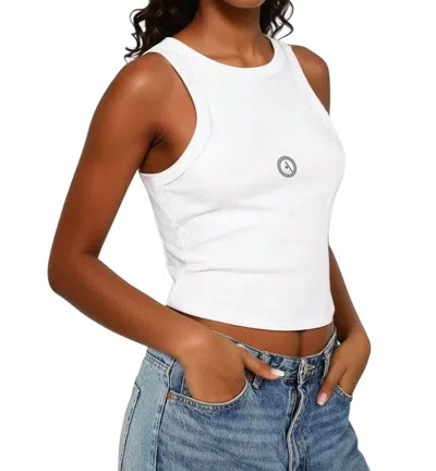 Akalia Tina Micro Rib Racer Tank Top In Solid White Blend In White