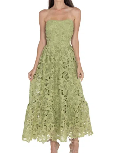 Akalia Amelia Lace Bustier Midi Dress Guipure Lace In Green