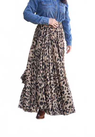 Scandal Italy Leoparda Maxi Skirt In Caramel In Animal Print