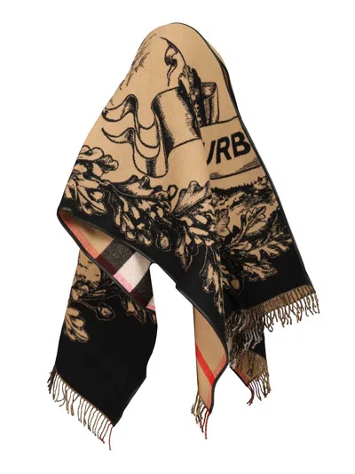 Burberry Reversible Cape Scarves And Foulards Multicolor In Brown