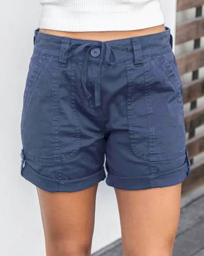 Grace & Lace Women's Classic Cargo Shorts In Soft Navy In Multi