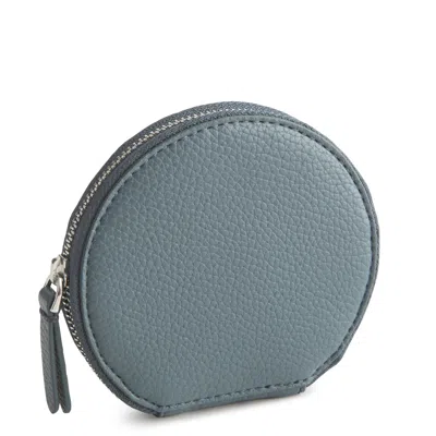Vera Bradley Outlet Faux Leather Essential Round Zip Pouch In Blue