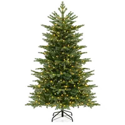 Hivvago Pre-lit Artificial Christmas Tree With Warm White Led Lights - Full Lush Pvc Branches, Easy Assembly In Green