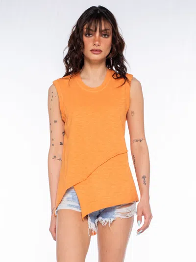 Wilt Clothing Crossover Hem Shirttail Shell In Orange