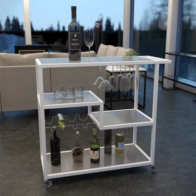 Sei Zephs Bar Cart White In White