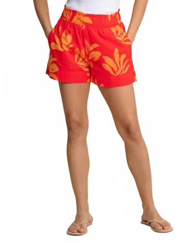 Southern Tide Elyse Leafy Luxe Printed Shorts In Poppy Red In Red