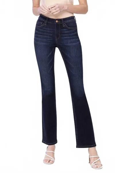 Vervet By Flying Monkey Raw Step Hem Crop Flare Jeans In Dark Denim In Blue