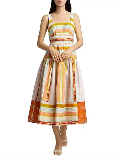 Hunter Mara Midi Dress In Abstract Stripe In Multi