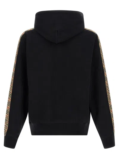 Burberry Ekd Embroidered Check Trim French Terry Full Zip Hoodie In Black