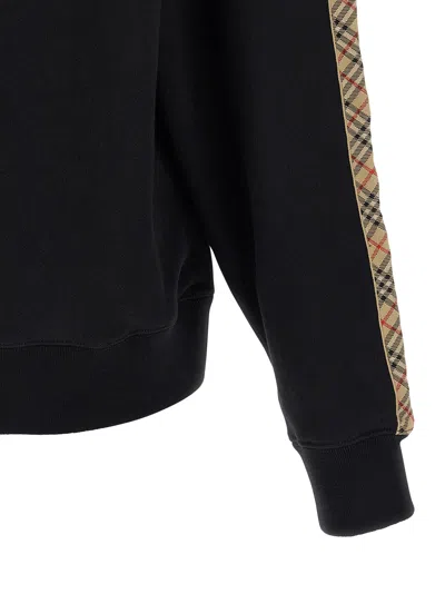 Burberry Ekd Embroidered Check Trim French Terry Full Zip Hoodie In Black
