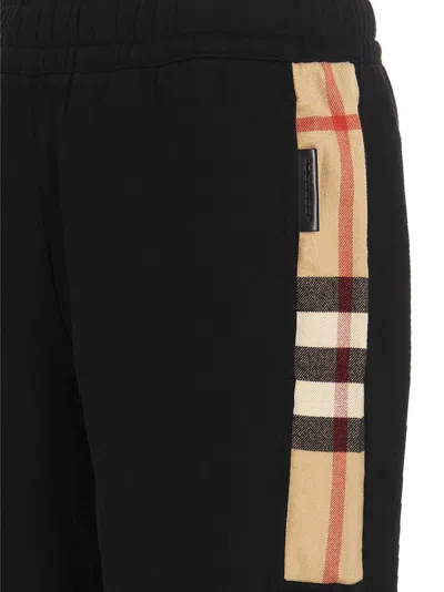 Burberry Joggers With Side Stripes And Cuffs In Black