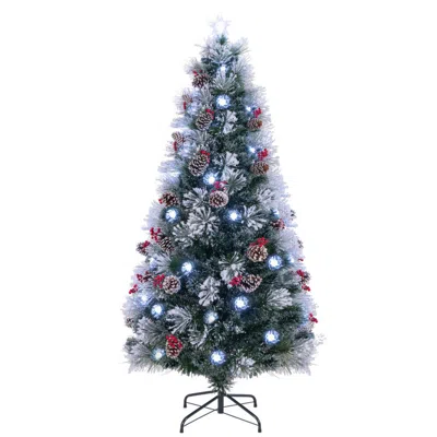Hivvago 7 Ft Snow-flocked Artificial Christmas Tree With Multi-function Led Lights In Blue