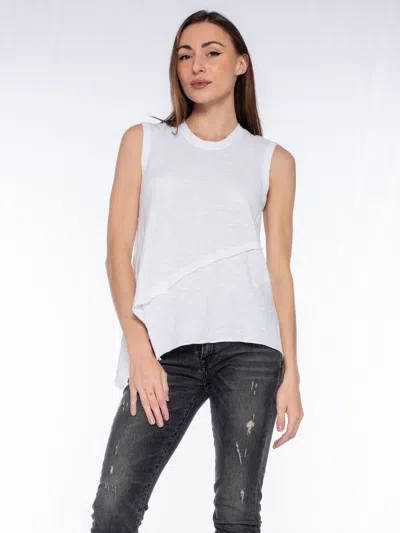 Wilt Clothing Crossover Hem Shirttail Shell In White