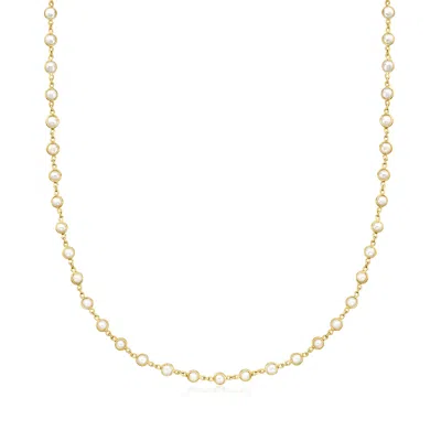 Ross-simons 3.5-4mm Cultured Pearl Station Necklace In 18kt Gold Over Sterling In Gold