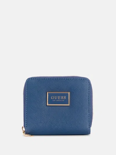 Guess Factory Abree Small Zip-around Wallet In Blue