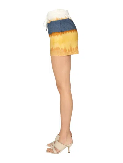 Alberta Ferretti Tri-coloured Cotton Shorts In Yellow