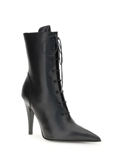 Alexander Mcqueen Leather Ankle Boots In Black