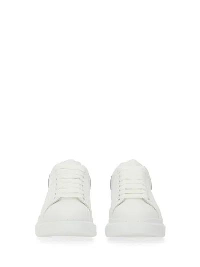 Alexander Mcqueen White Leather Sneakers With Lilac Leather Heel In White
