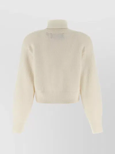 Rotate Birger Christensen Cardigan Con Sciarpa Lavorata A Maglia Bianco In Neutral