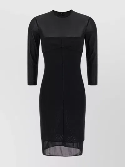 Pinko Dress Featuring Sheer Panel And 3/4 Sleeves In Black