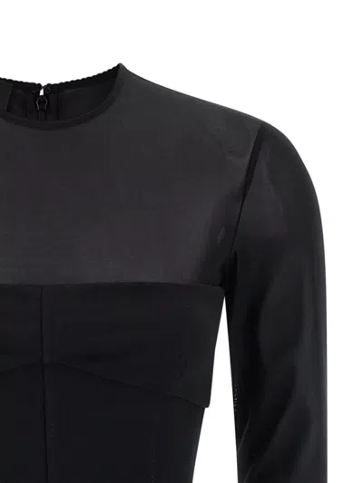 Pinko Dress Featuring Sheer Panel And 3/4 Sleeves In Black