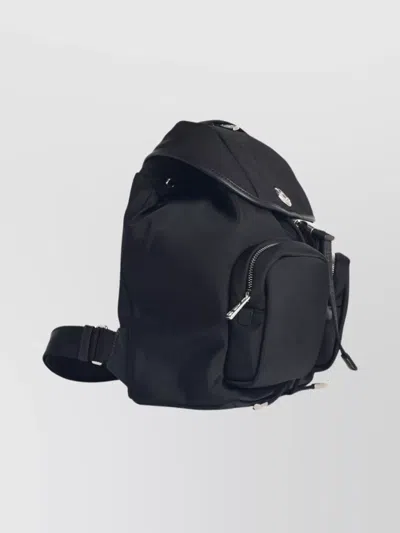 Moncler Versatile Polyester Backpack Adjustable Straps In Black